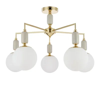 6580/5C CLASSI LN25 французское золото, серый/белый металл, керамика/стекло Люстра потолочная E14 5*40W 220V VIVIEN