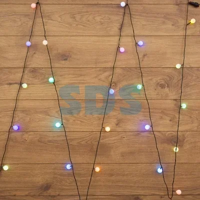 Гирлянда Шарики Ø25мм 5м, темно-зеленый ПВХ, 25 диодов, цвет RGB