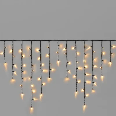 Гирлянда Бахрома INOXHUB 3х0.9м, 144 LED, 220В, IP65, чёрная резина 3.3мм, ТЁПЛАЯ БЕЛАЯ