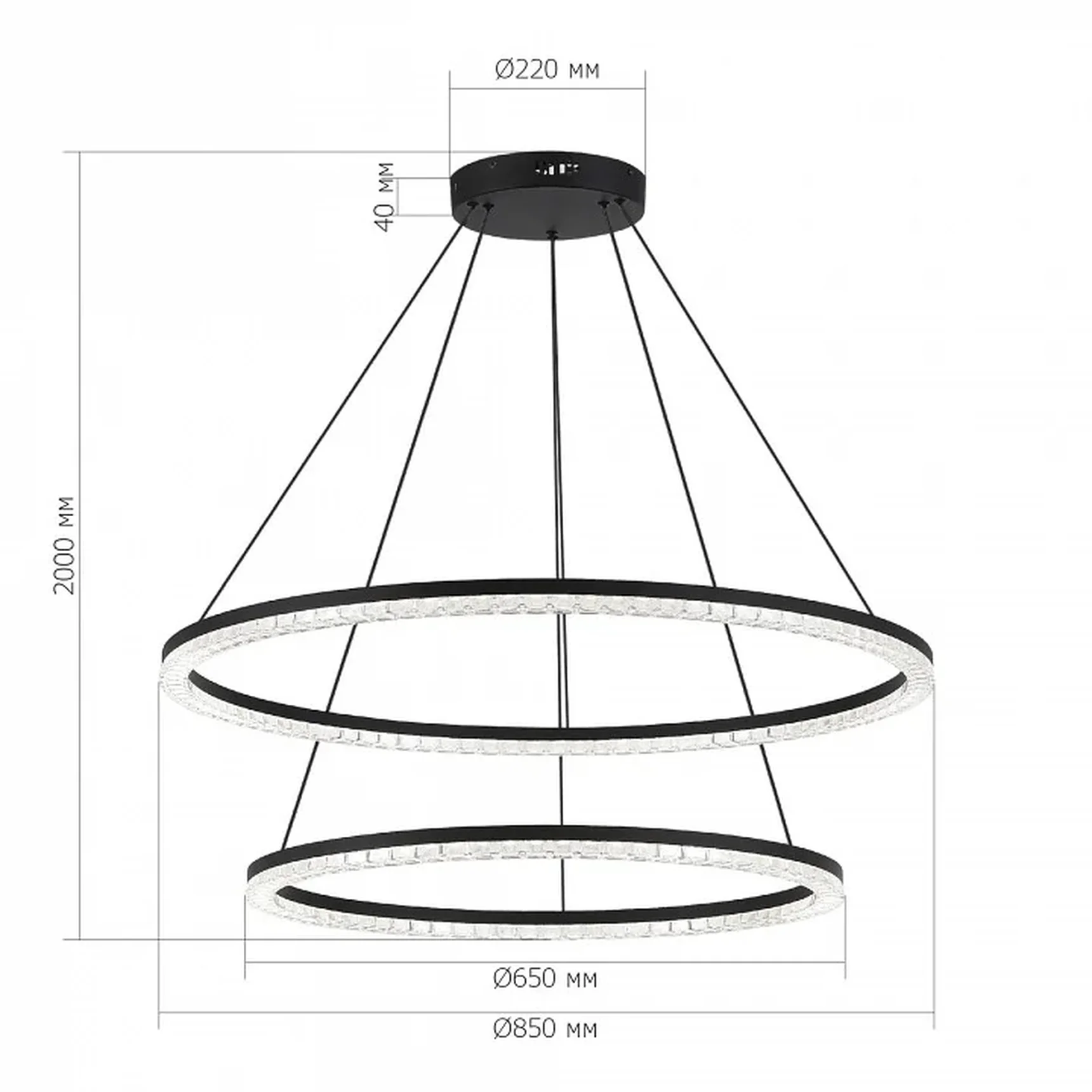 Светильник подвесной ST-Luce черный/прозрачный LED 2*96W 4000K