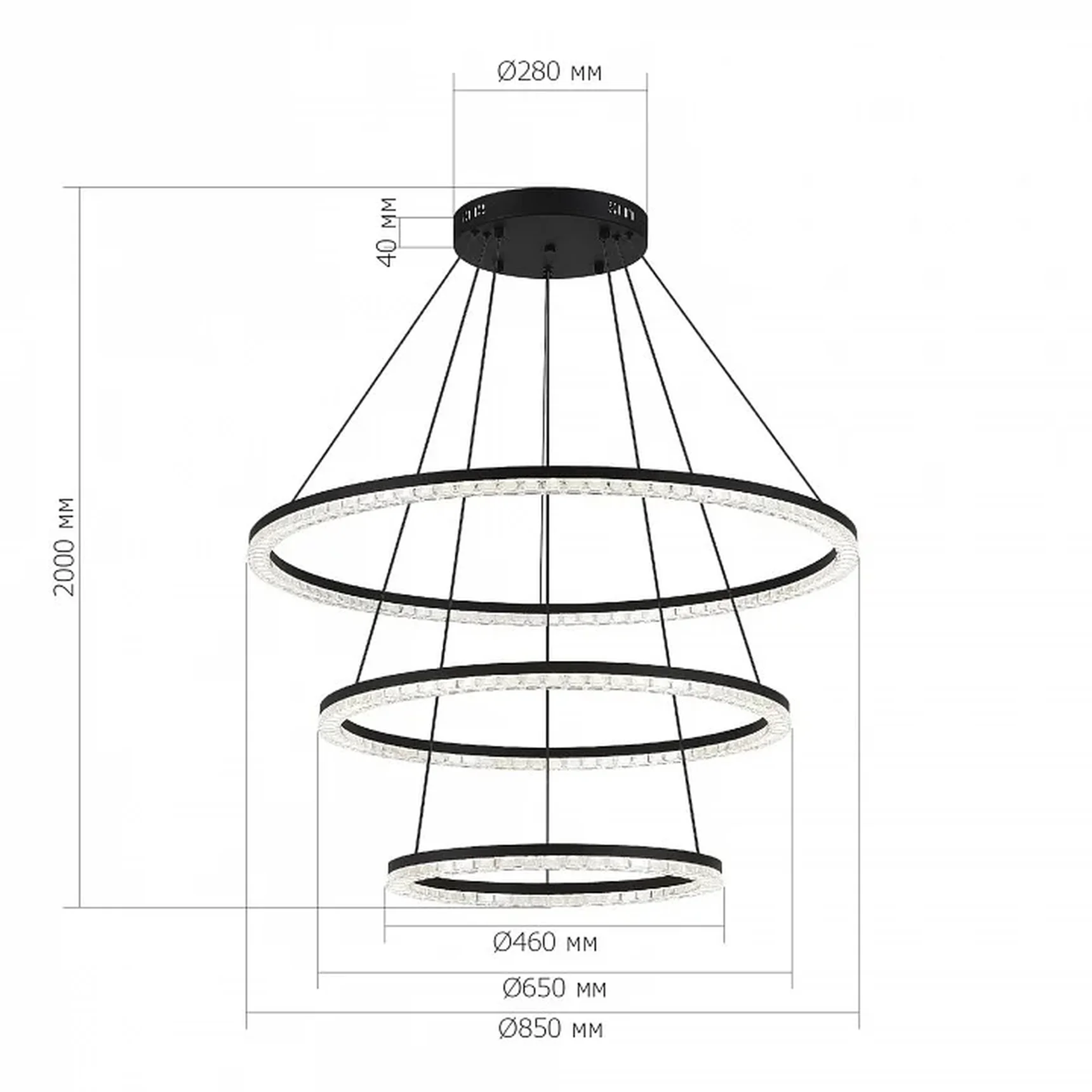 Светильник подвесной ST-Luce черный/прозрачный LED 3*130W 4000K