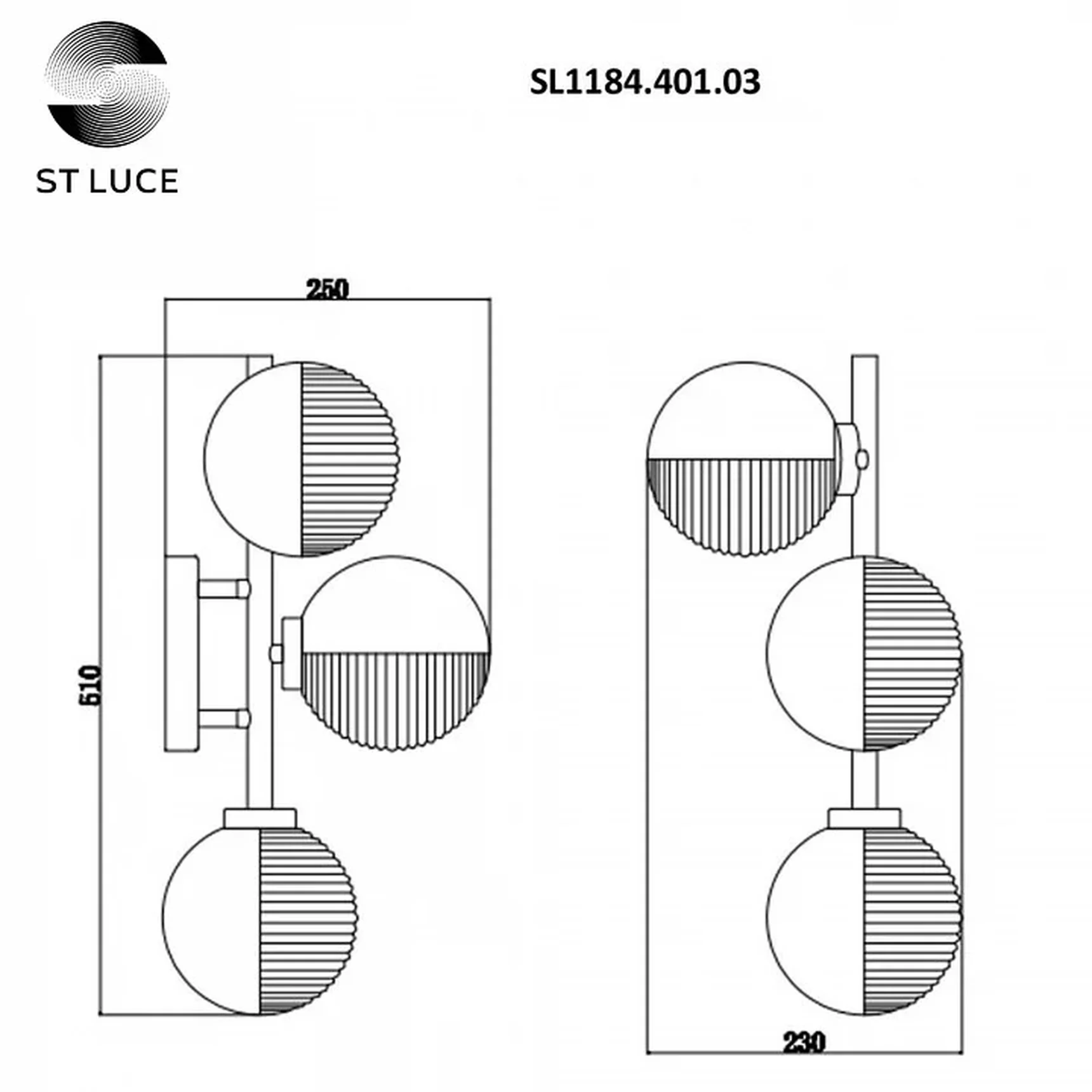 Бра ST-Luce Черный/Дымчатый G9 3*5W