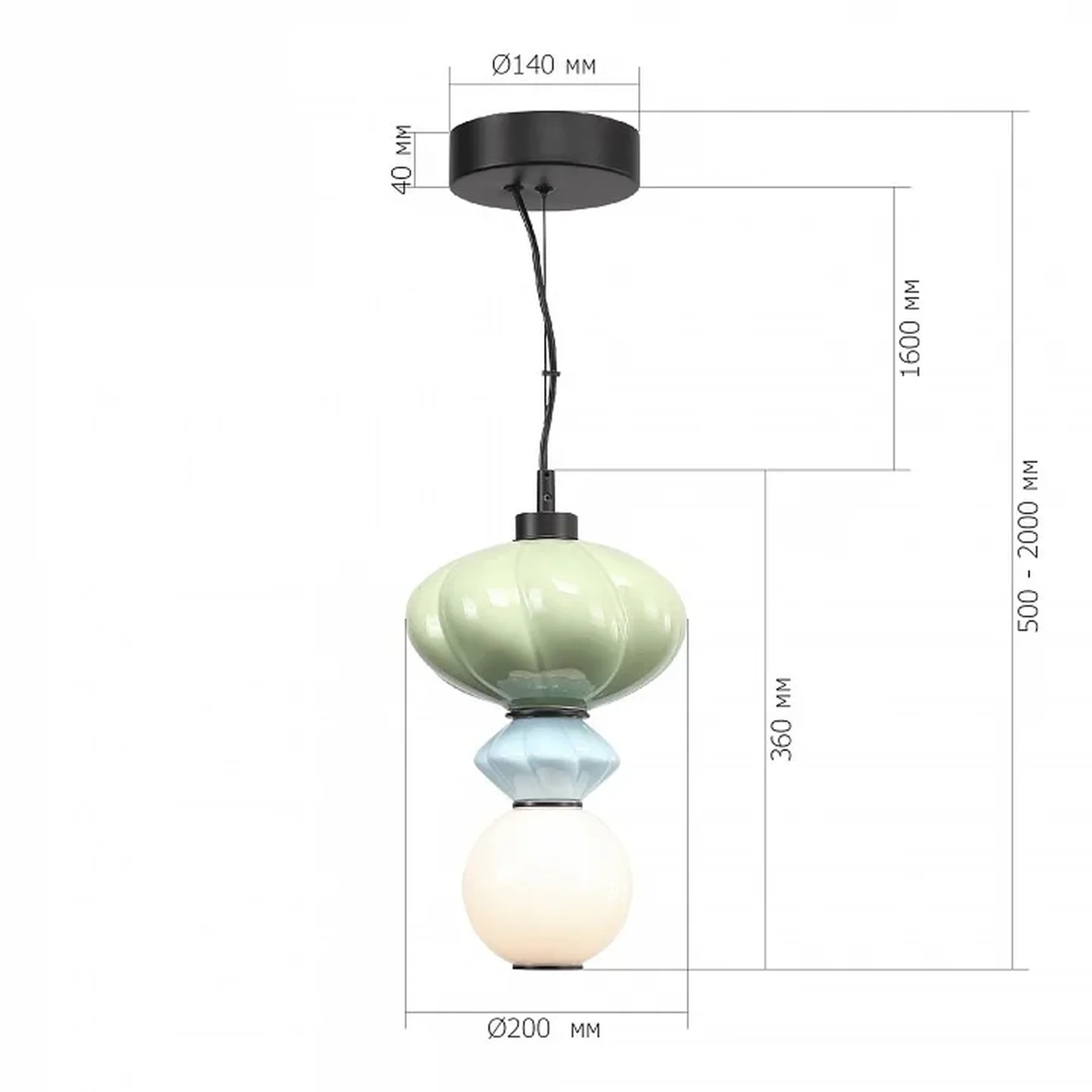 Светильник подвесной ST-Luce черный/зелёный, синий, опаловый LED 1*8W 3000K FLORENTINI