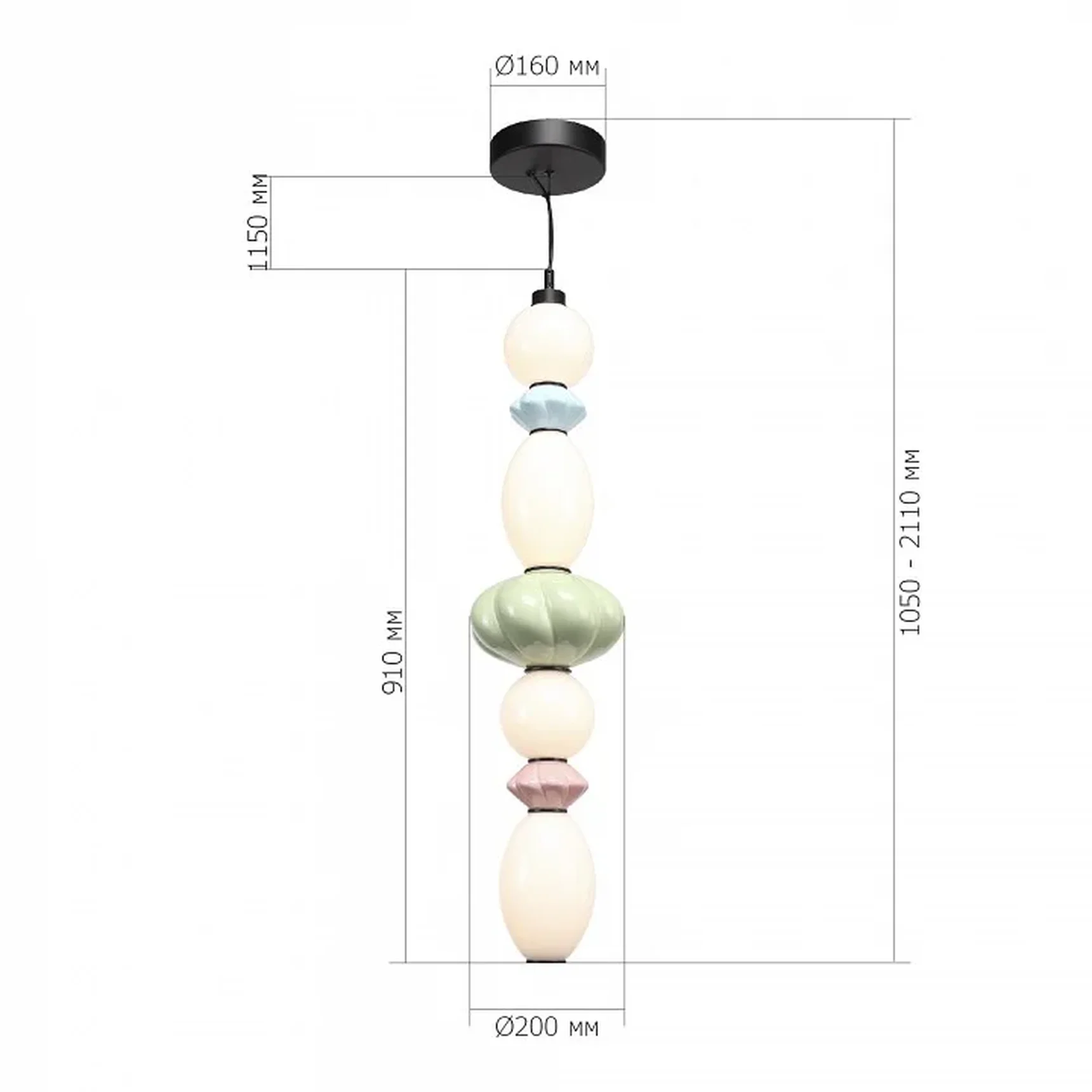 Светильник подвесной ST-Luce черный/зеленый, розовый, синий, опаловый LED 1*32W 3000K FLORENTINI