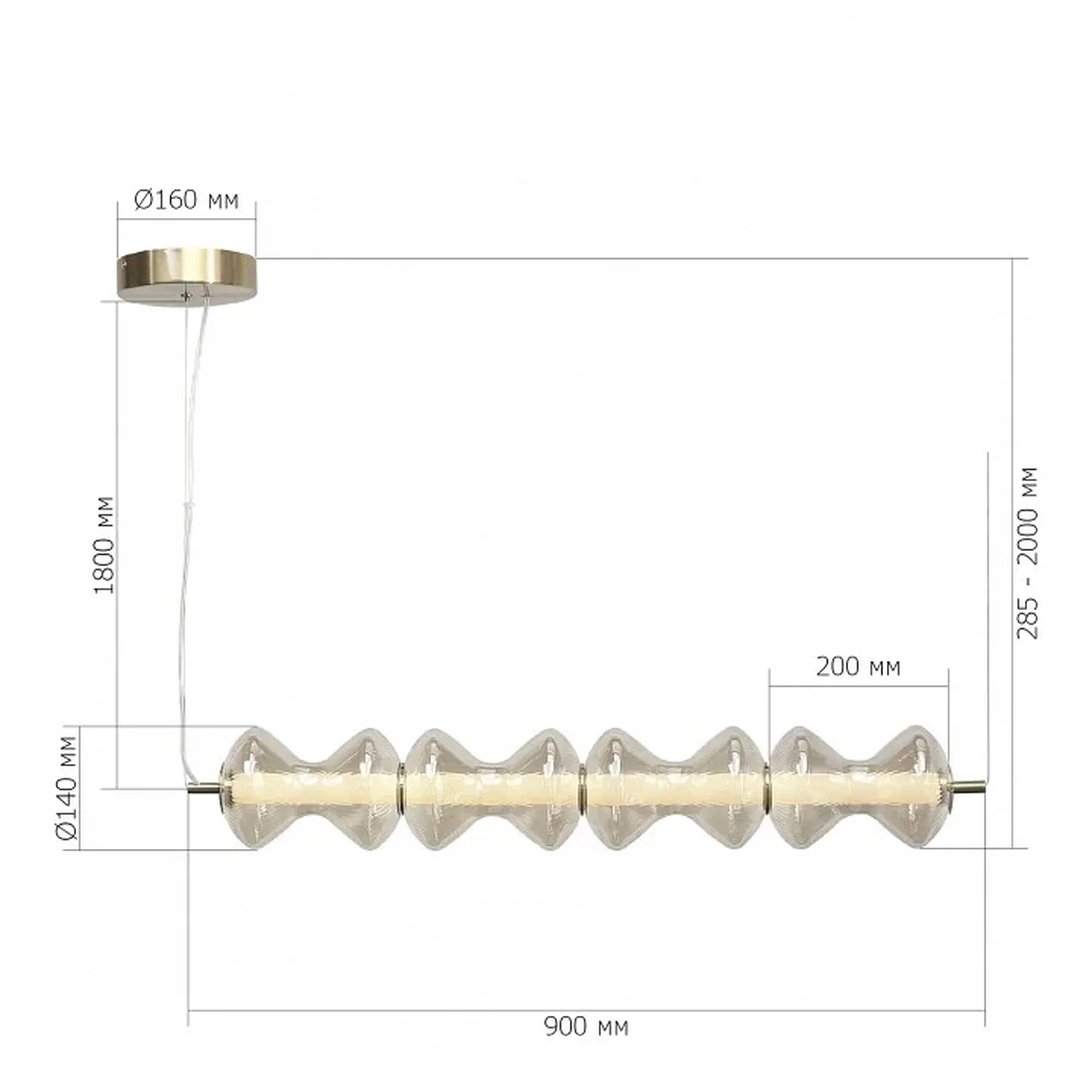 Светильник подвесной ST-Luce золото/коньячный LED 1*22W 3000K SPINE