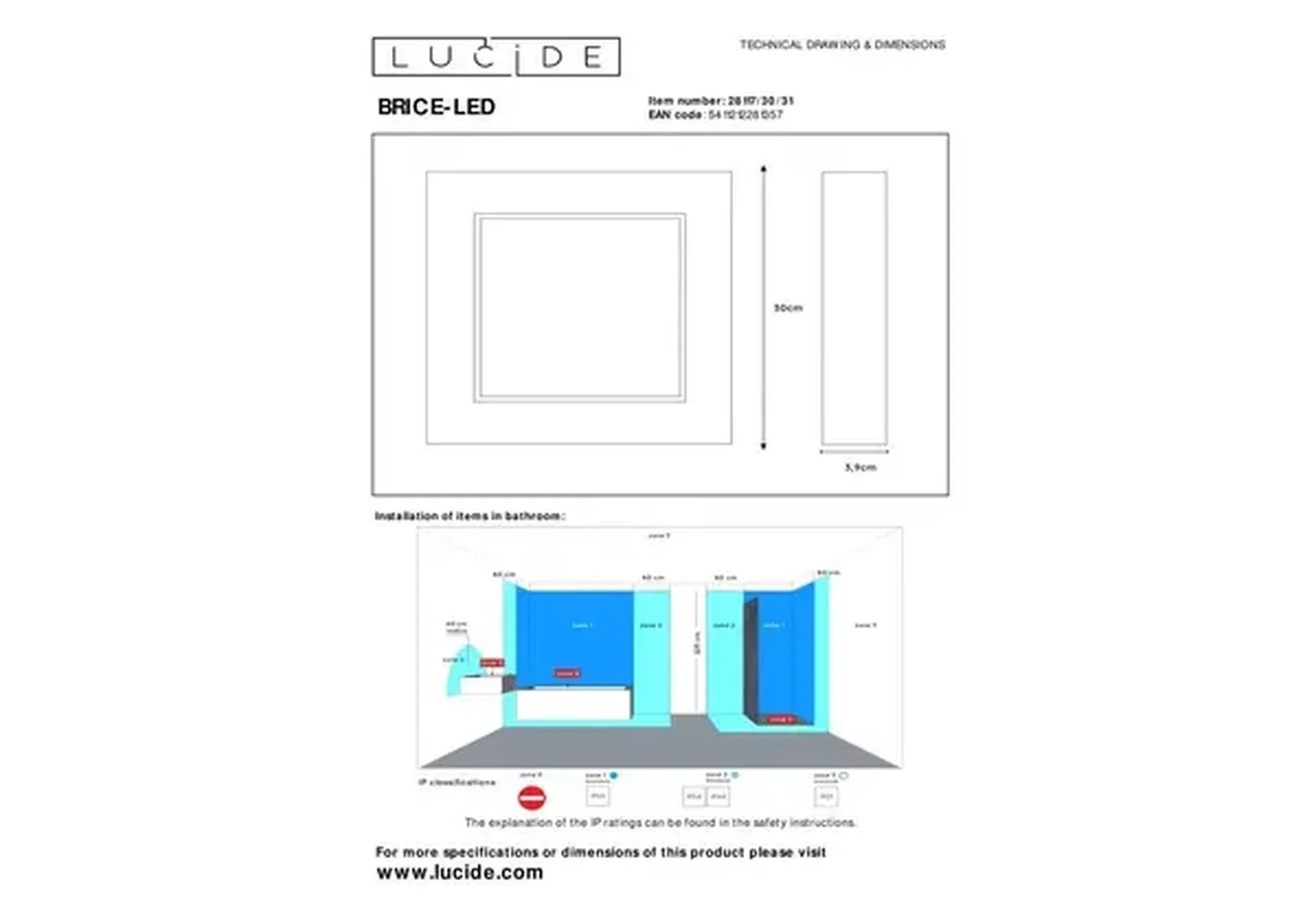 Потолочный светодиодный светильник Lucide Brice-Led 28117/30/31