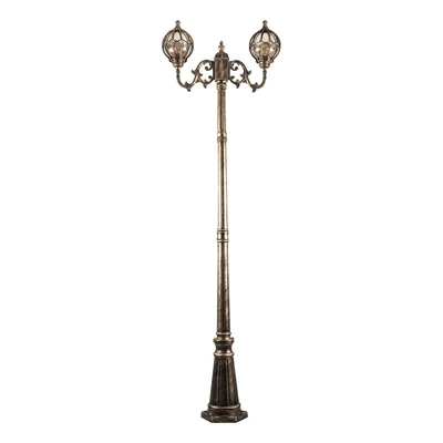 Светильник садово-парковый, 2*60W 230V E27 черное золото, IP44, PL3708