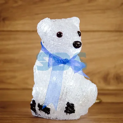 Акриловая светодиодная фигура "Белый мишка" 20 см, 4,5 В, 3 батарейки AA (не входят в комплект), 20 светодиодов, NEON-NIGHT