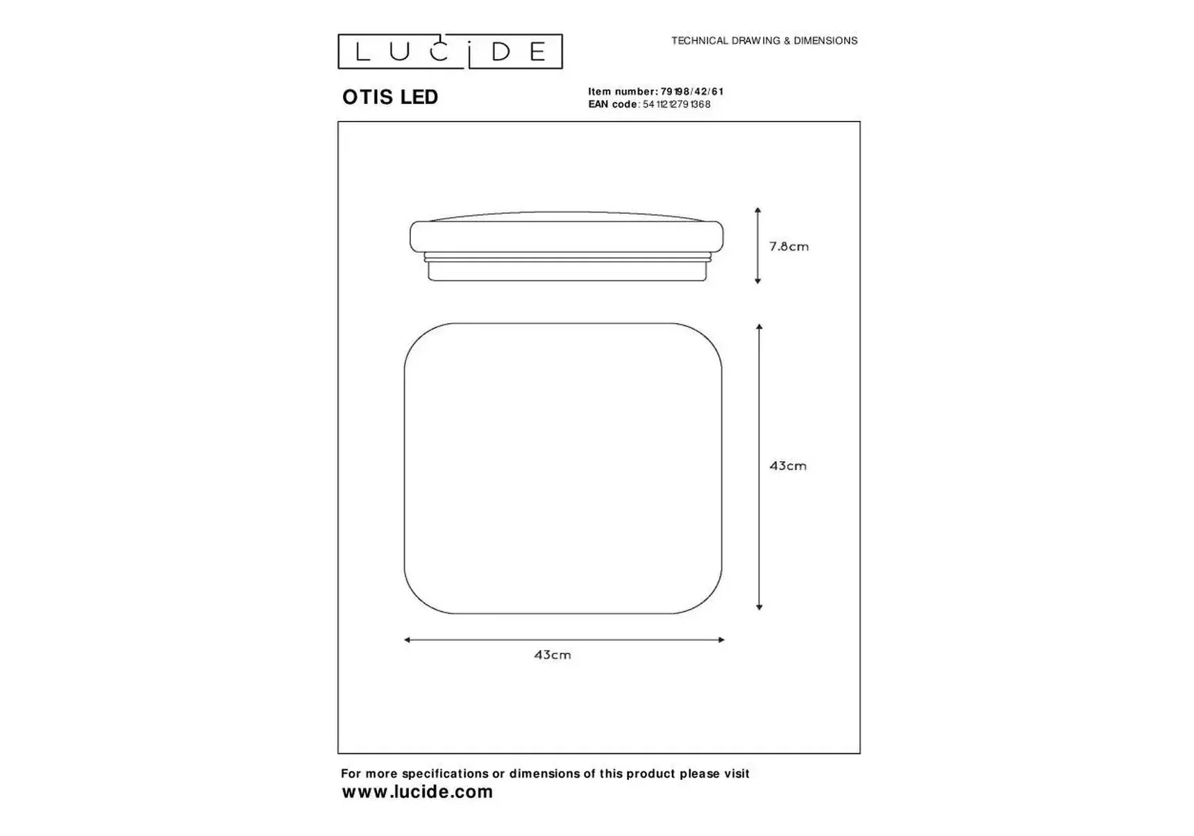 Потолочный светодиодный светильник Lucide Otis 79198/42/61