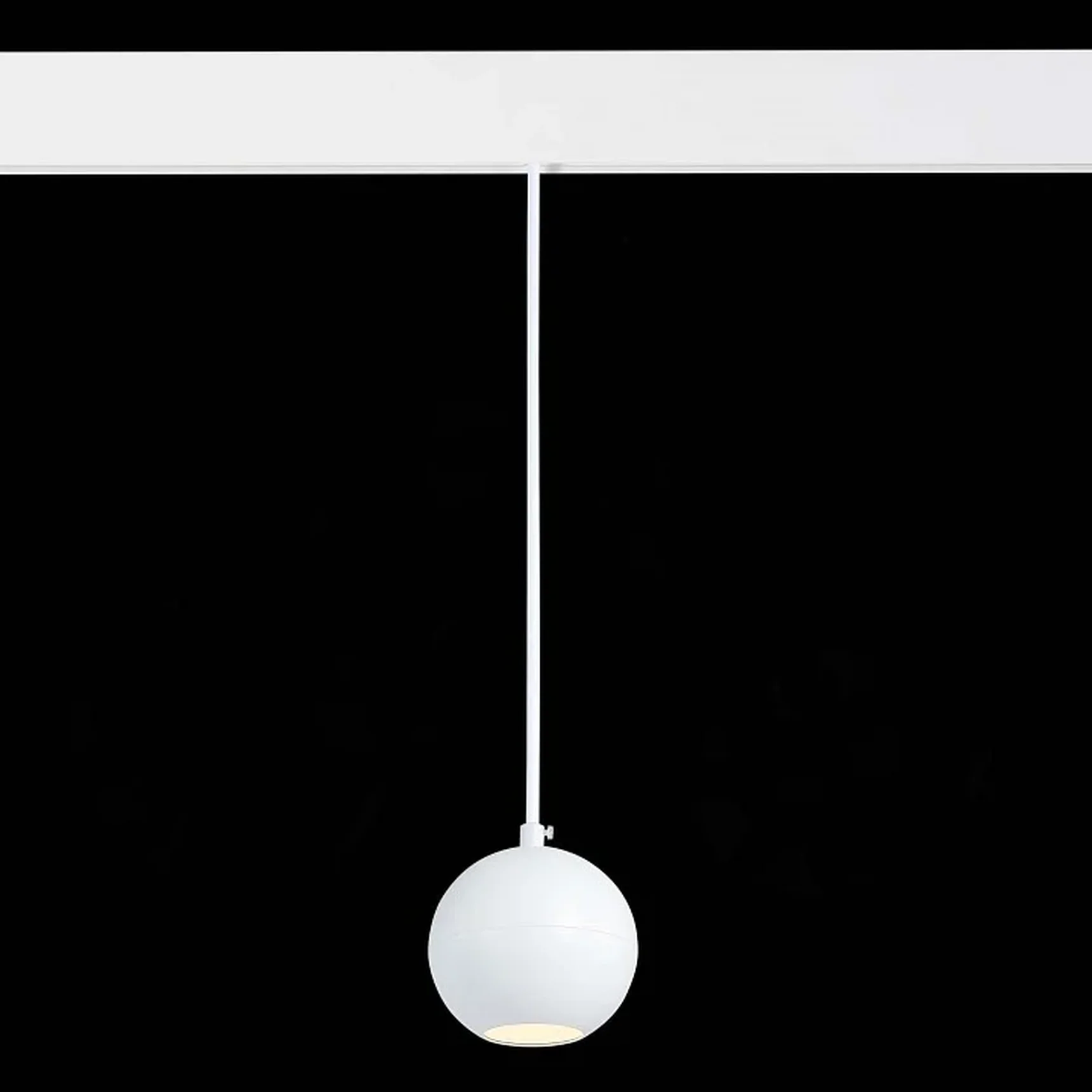 Магнитный трековый светильник подвесной белый LED 1*12W 3000K 750Lm Ra>80 36° IP20 D100xH92 48V