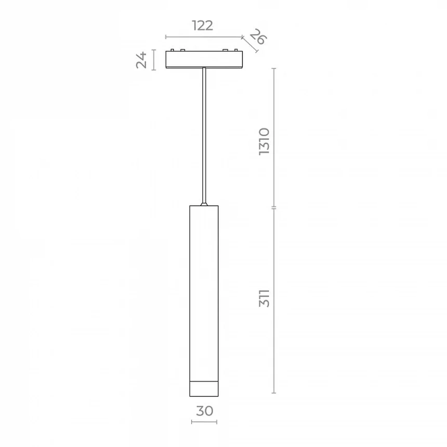 Магнитный трековый светильник Белый LED 1*7W 3000K 430Lm Ra>90 36° IP20 D30xH300 48V