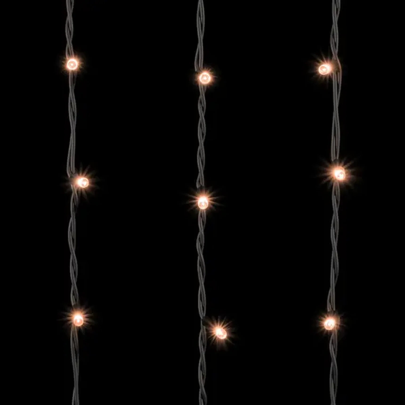 Гирлянда Занавес 2 x 3 м Экстра Тепло-Белый 220В, 600 LED, Провод Черный Каучук, IP65