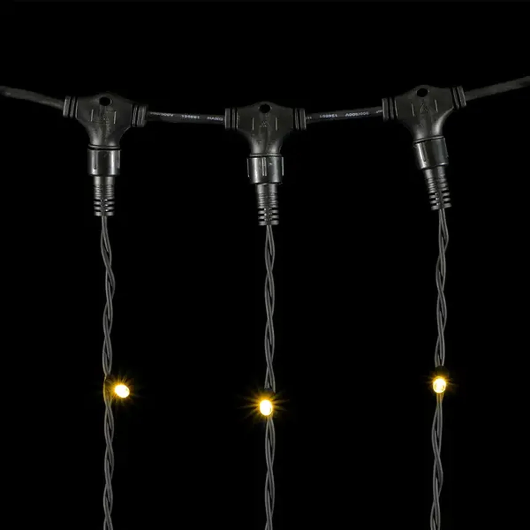 Гирлянда Занавес 2 x 3 м Тепло-Белый 220В, 600 LED, Провод Черный Каучук, IP65