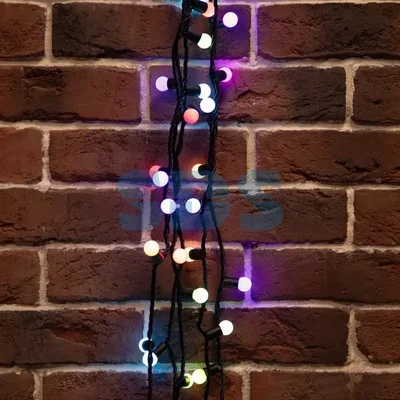 Гирлянда Мультишарики Ø17,5 мм, 10 м, черный ПВХ, 100 диодов, цвет RGB