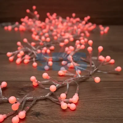 Гирлянда Мишура LED 3 м Прозрачный ПВХ, 288 диодов, цвет красный