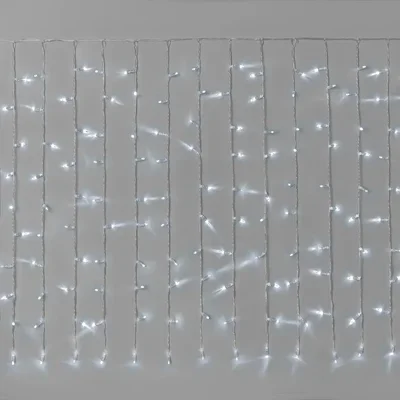 Гирлянда Занавес INOXHUB 2х1м Облегчённый, 200 LED, 220В, IP65, прозрачный провод, БЕЛЫЙ