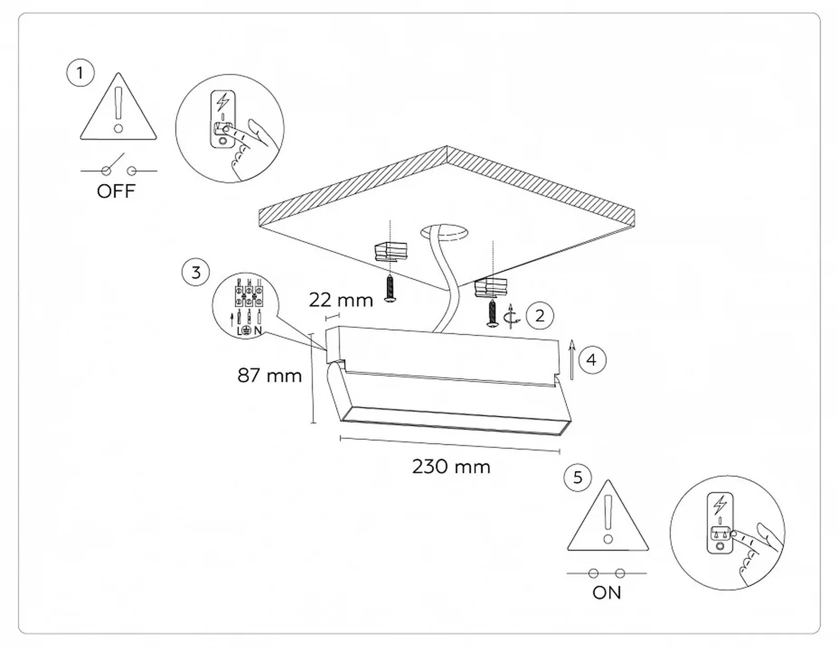 Светильник светодиодный накладной TA1821 BK черный LED 12W 4200K 230*22*87