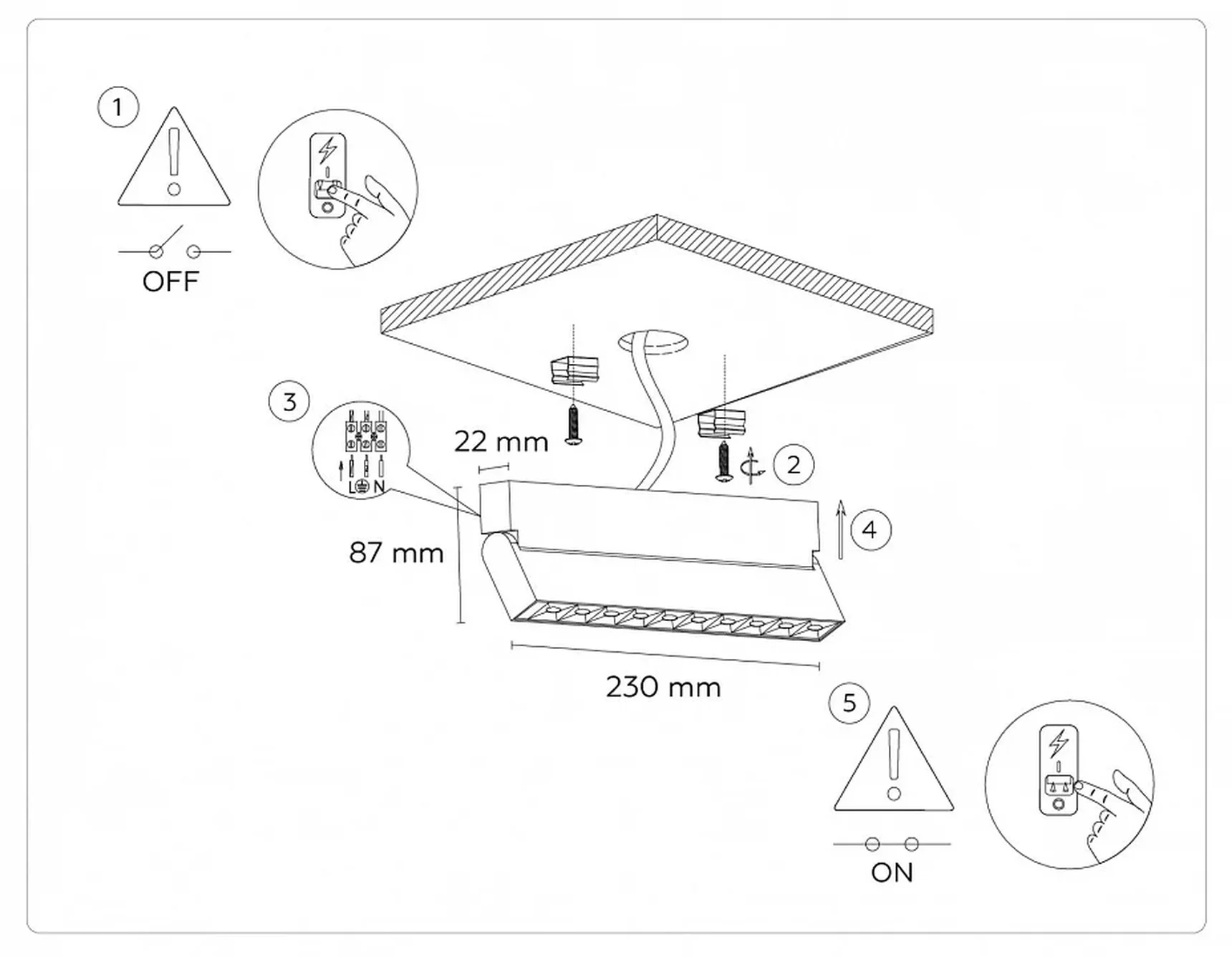 Светильник светодиодный накладной TA1829 BK черный LED 12W 4200K 230*22*87