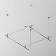 Готовая конструкция квадратная двухуровневая на тросовых подвесах Hang без светильников и блока питания, платина, TFC-Flar-H08-PT