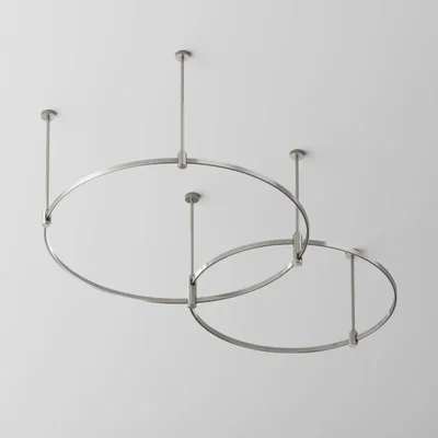 Готовая конструкция круглая двухровневая D800мм + D650мм на жестких подвесах Medium без светильников и блока питания, платина, TFC-Flar-M01-PT