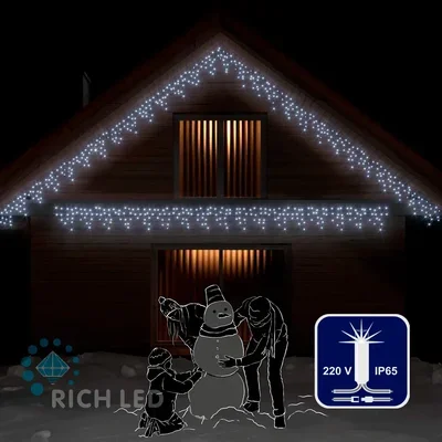 Светодиодная бахрома Rich LED, 3*0.5 м, влагозащитный колпачок IP65, мерцающая, белая, прозрачный провод, RL-i3*0.5F-CT/W