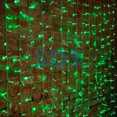 Гирлянда Светодиодный Дождь 2х1,5м, постоянное свечение, Прозрачный провод, 230 В, диоды ЗЕЛЁНЫЕ, 192 LED