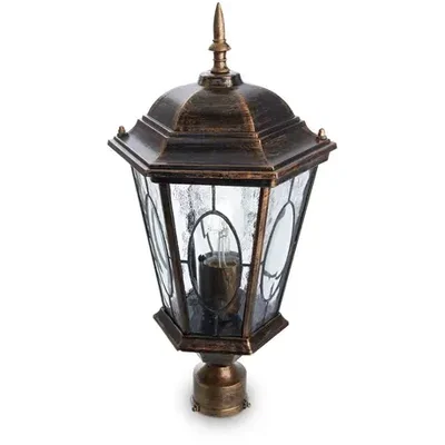 Светильник садово-парковый, 60W 230V E27 черное золото, PL152