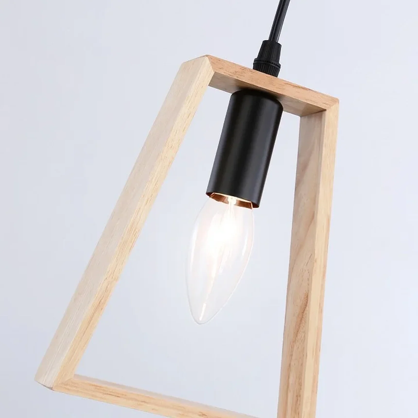 Подвесной светильник в стиле лофт TR80497 BK/LW черный/светлое дерево E14 max 60W D150*1000