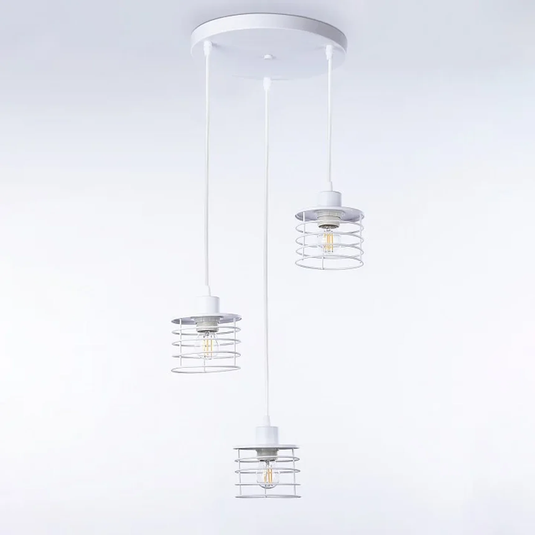 Подвесной светильник в стиле лофт TR8078/3 WH белый E27*3 max 40W D372*1170