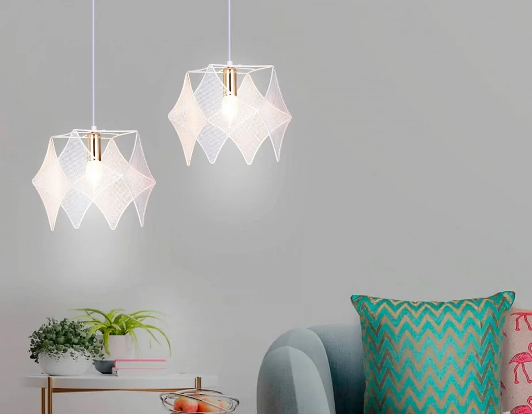 Подвесной светильник в стиле лофт TR8420 WH/GD белый/золото E14 max 40W D285*1000