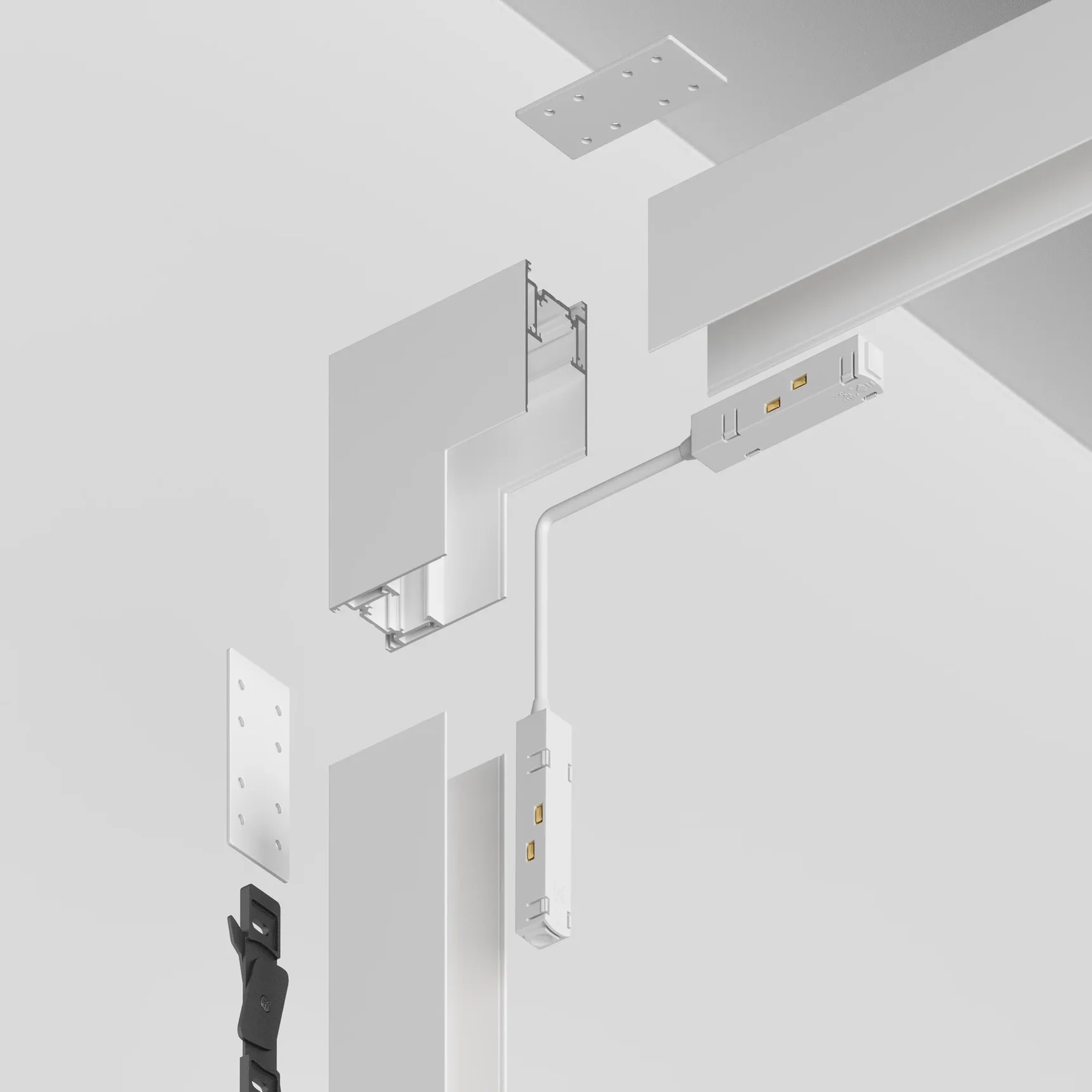 Угловой коннектор внутренний S35 накладной белый, TRA004ICL-21W