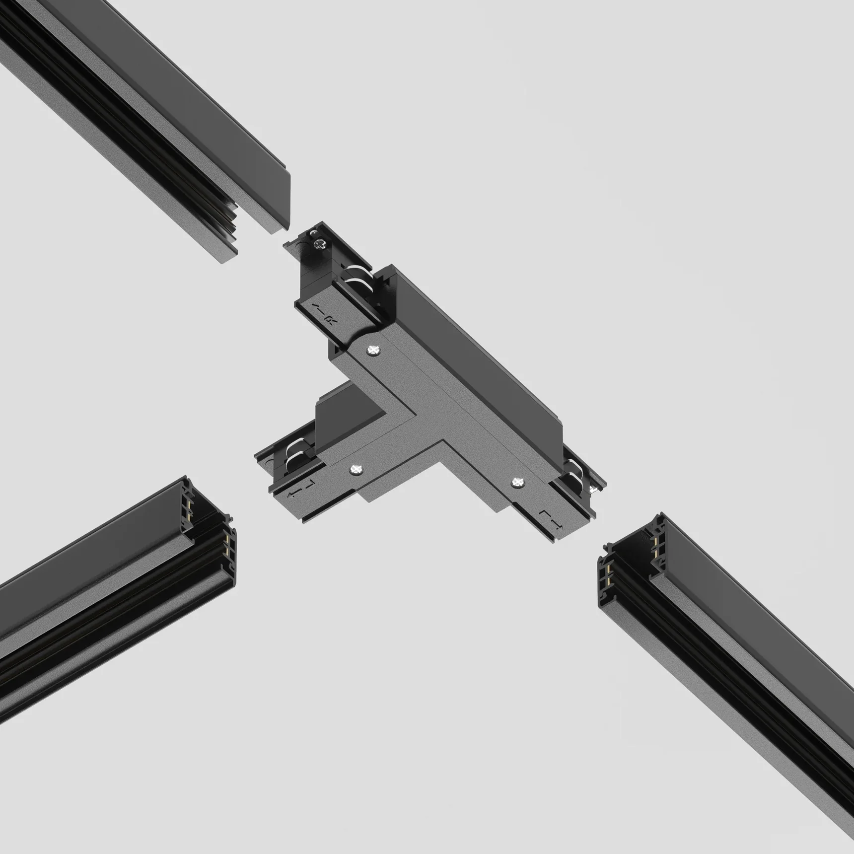 Коннектор Т-образный левый Trinity черный, TRA005CT-31B-L