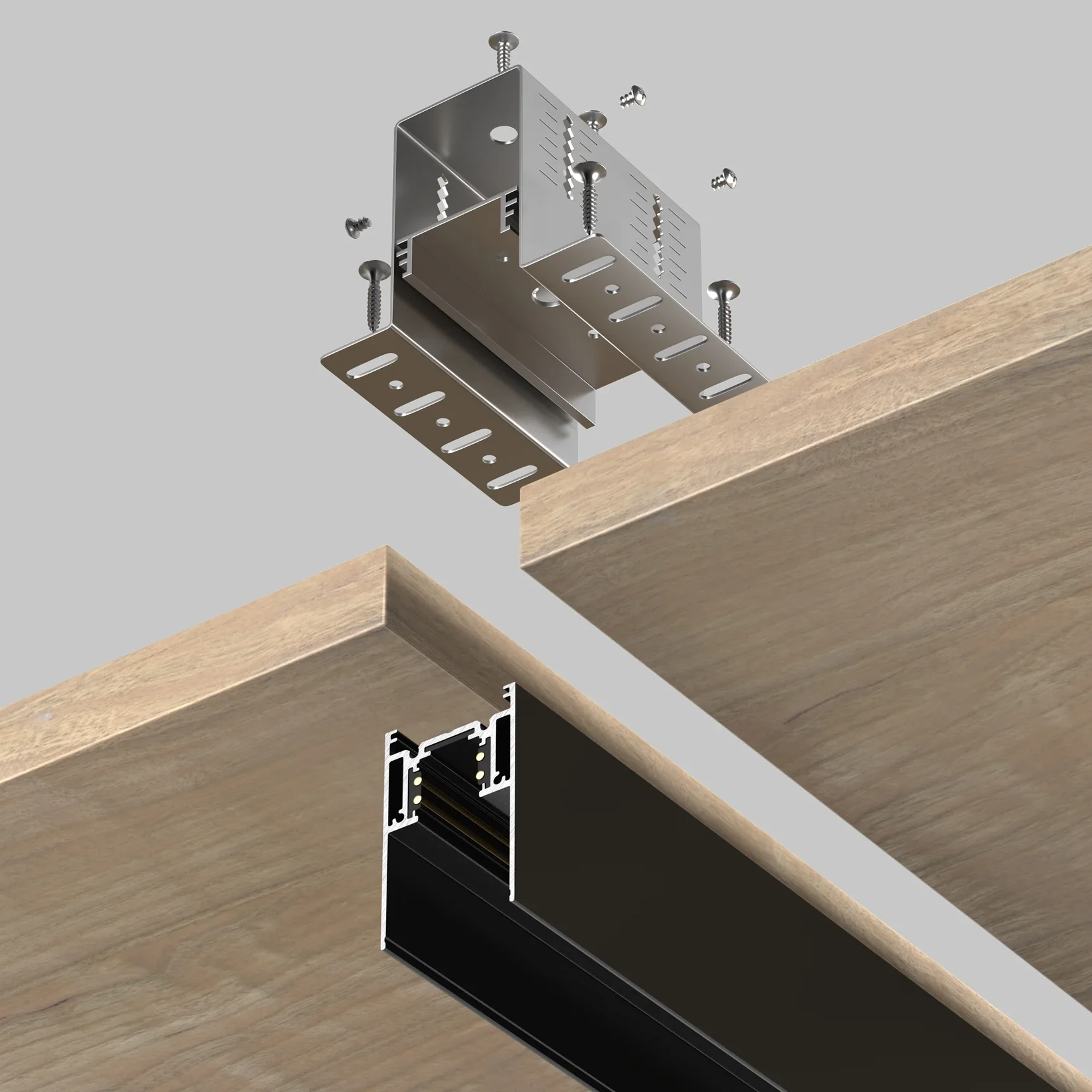 Крепеж для установки шинопровода Gravity в деревянный потолок, TRA010HCB