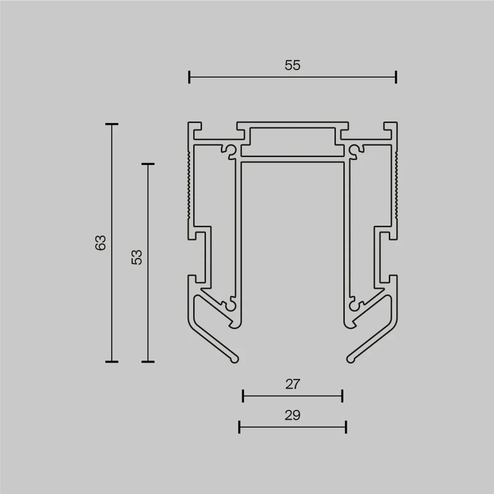 Профиль для монтажа Exility в натяжной ПВХ потолок, 2м, TRA034MP-212S(N)