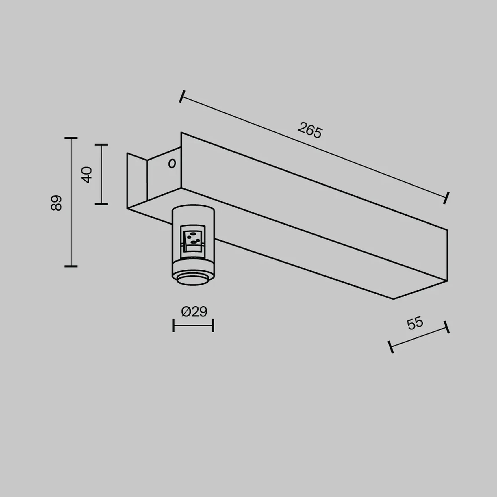 Основание настенное Wall для блока питания с вводом питания Flarity латунь, TRA155CW-BB-BS