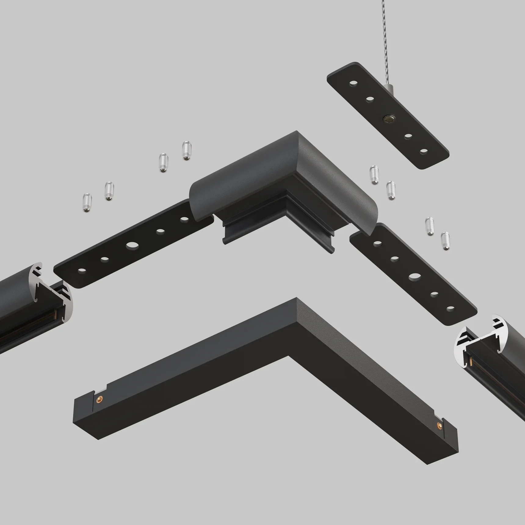 Коннектор угловой круглый Basity, черный, TRA172CL-R-11B