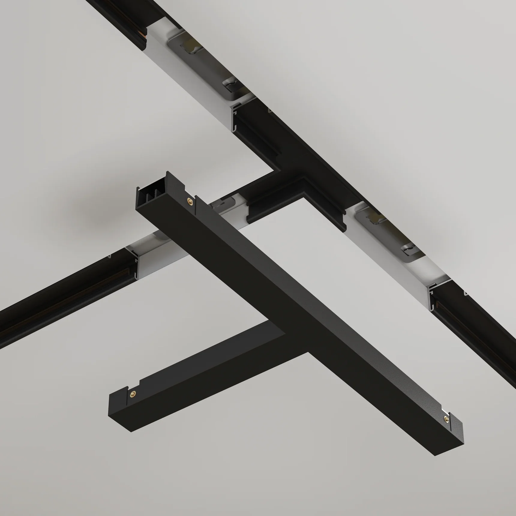 Т- образный коннектор встраиваемый под ГКЛ 12,5 мм Basity, черный, TRA172CT-12B