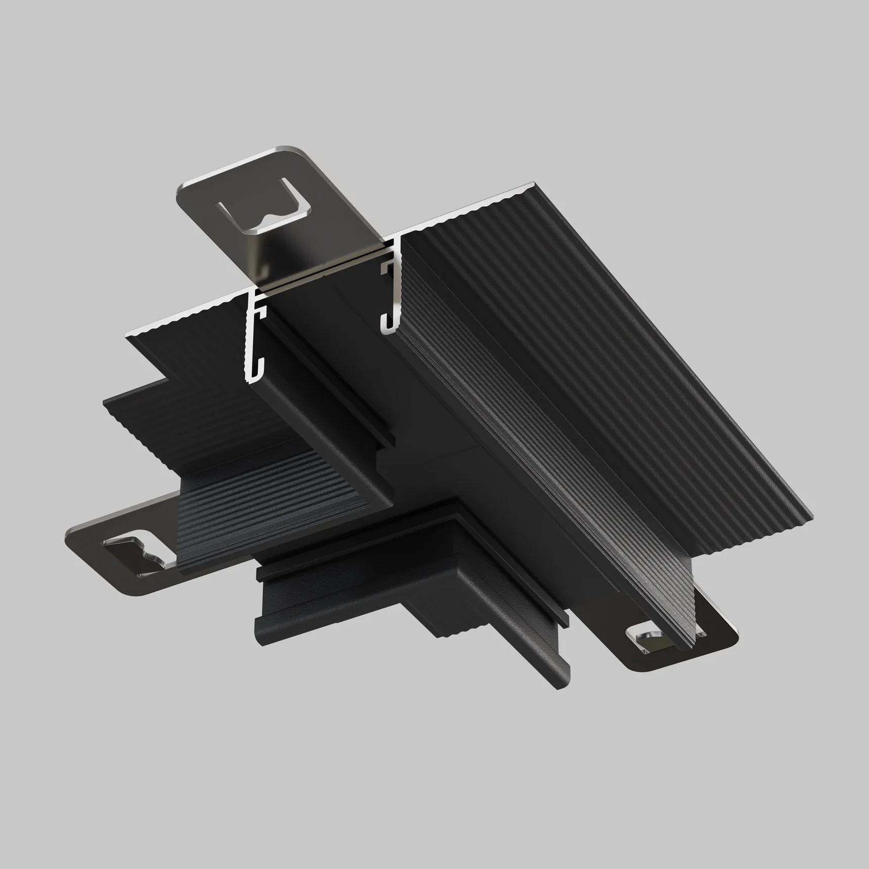 Т- образный коннектор встраиваемый под ГКЛ 12,5 мм Basity, черный, TRA172CT-12B