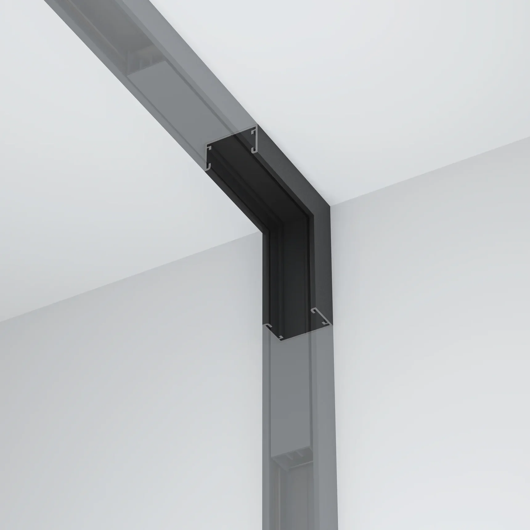 Коннектор угловой внутренний, накладной Basity, черный, TRA172ICL-11B