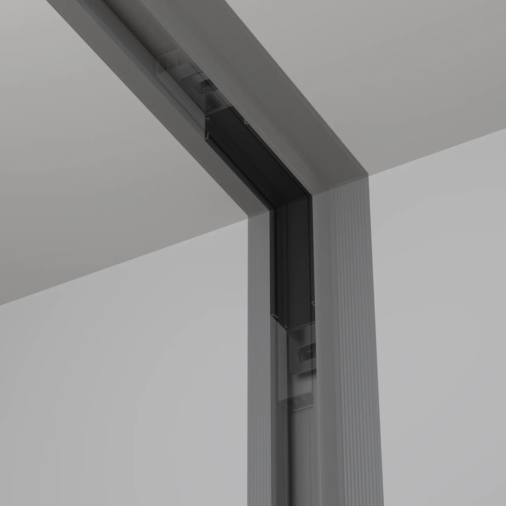 Коннектор угловой внутренний, встраиваемый под ГКЛ 12,5 мм Basity, черный, TRA172ICL-12B