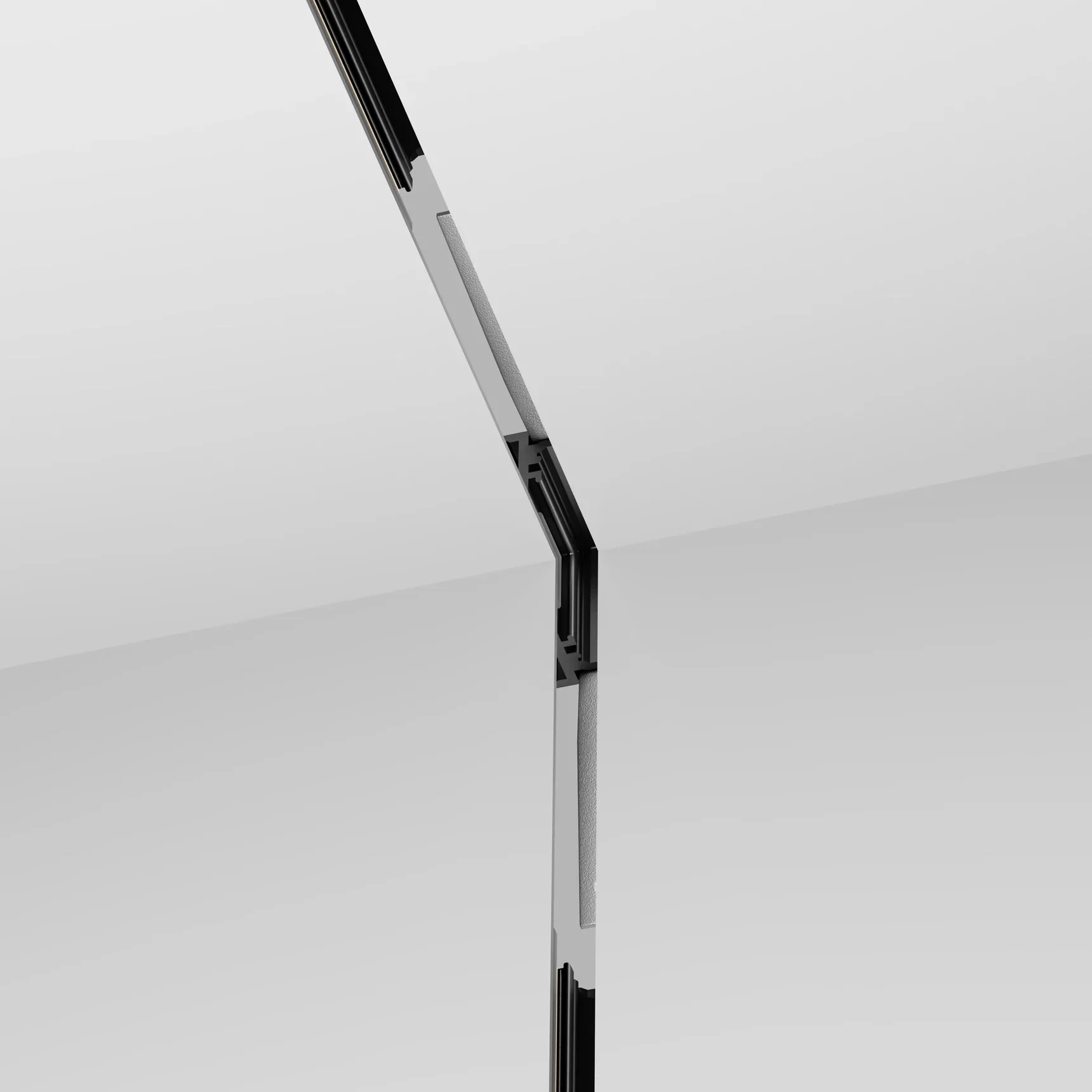 Коннектор угловой внутренний, встраиваемый под ГКЛ 9,5 мм Levity, TRA184ICL-12B