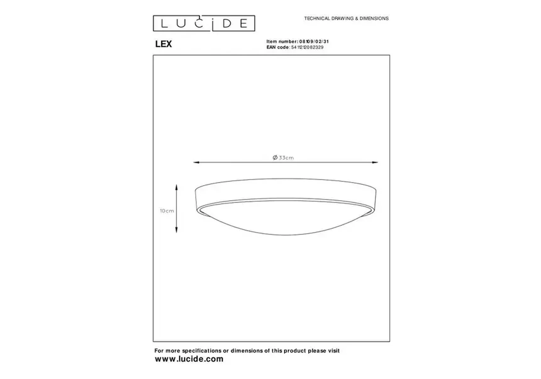 Потолочный светильник Lucide Lex 08109/02/31