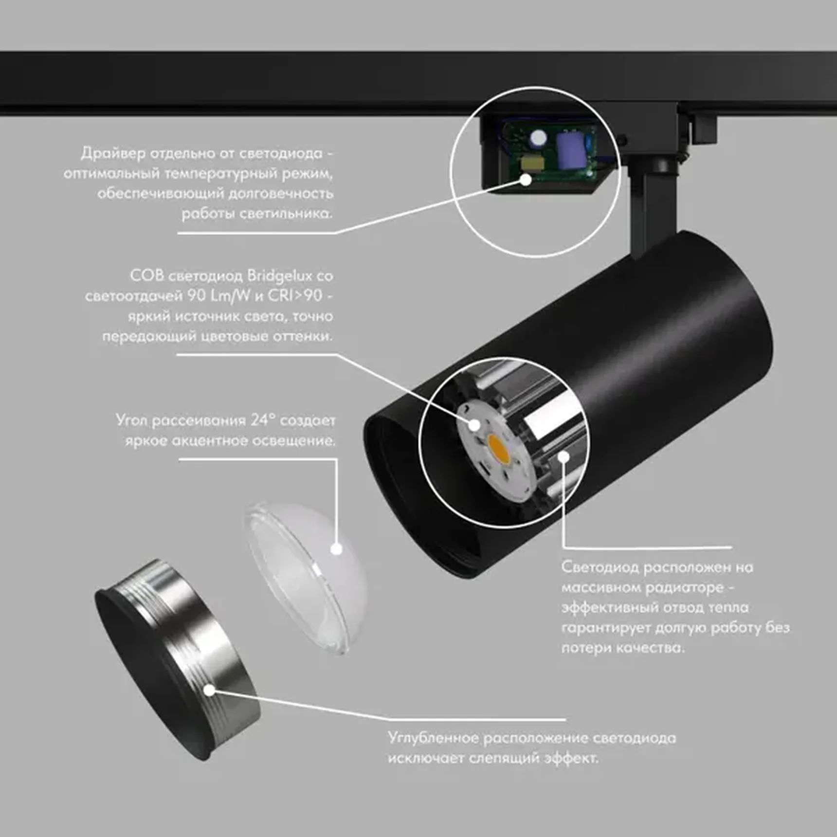 Трековый светильник Denkirs DK6453-BK