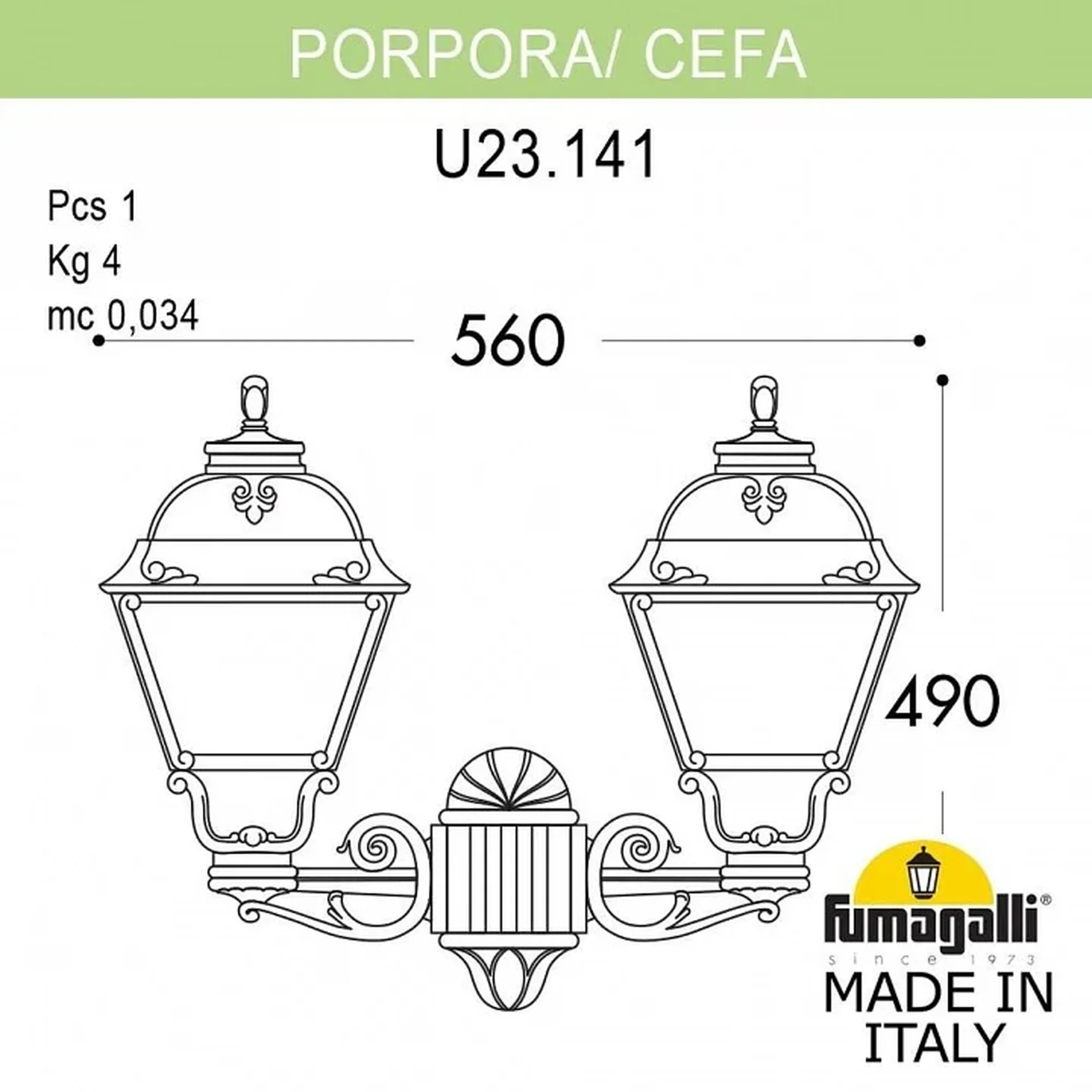 Светильник уличный настенный FUMAGALLI PORPORA/CEFA U23.141.000.WYE27
