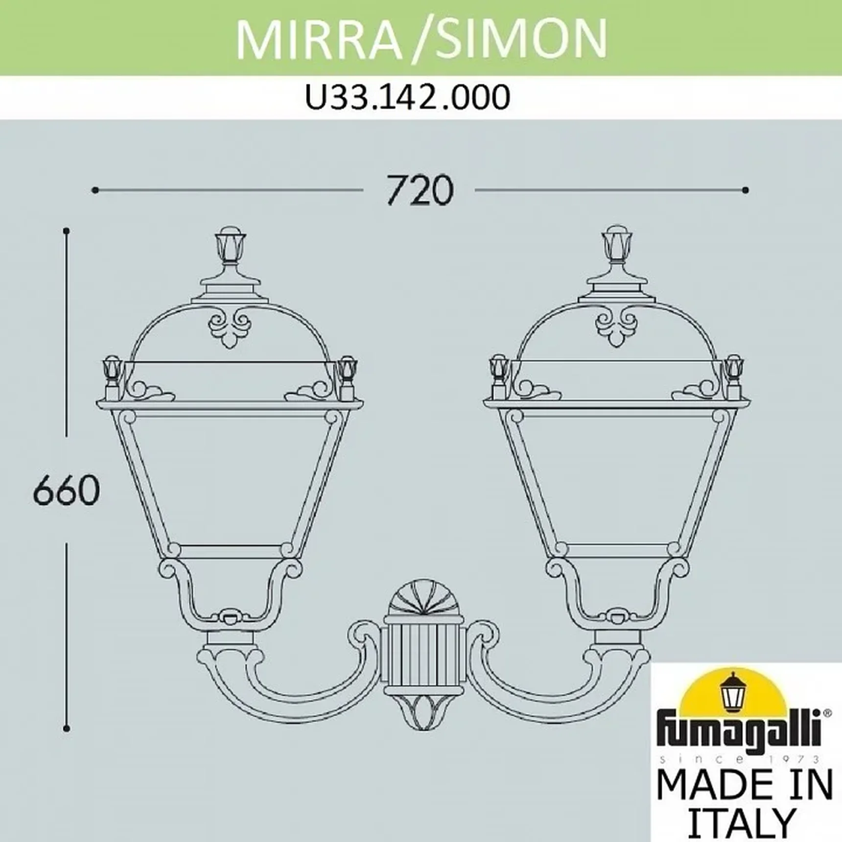Светильник уличный настенный FUMAGALLI MIRRA/SIMON U33.142.000.AXH27 Черный