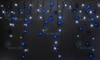 Светодиодная бахрома 144 LED, 6 Ватт, IP54, для улицы и помещения, провод черный, Свечение: мерцание, RL-i3*0.9F-B/BW