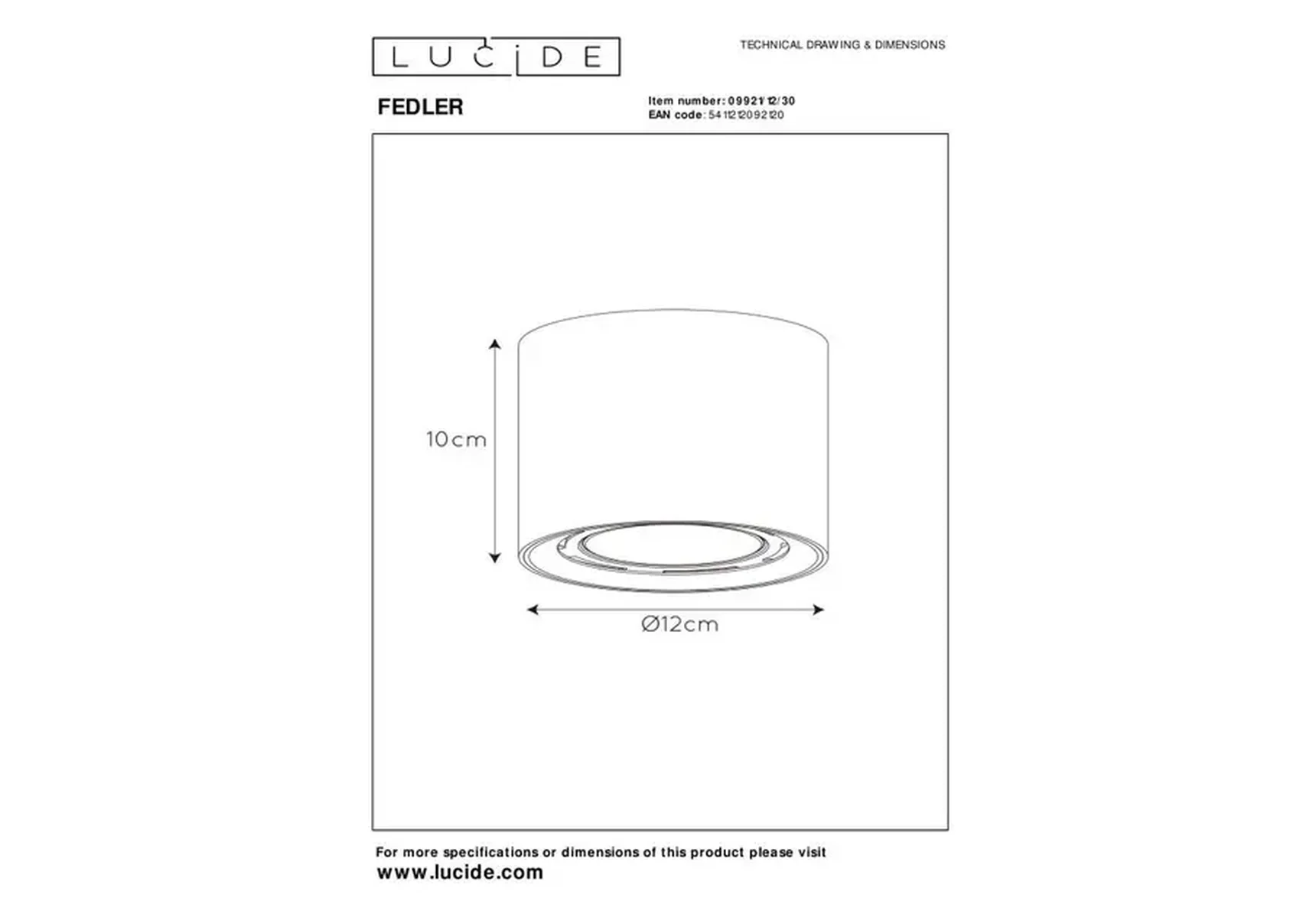 Потолочный светильник Lucide Fedler 09921/12/30