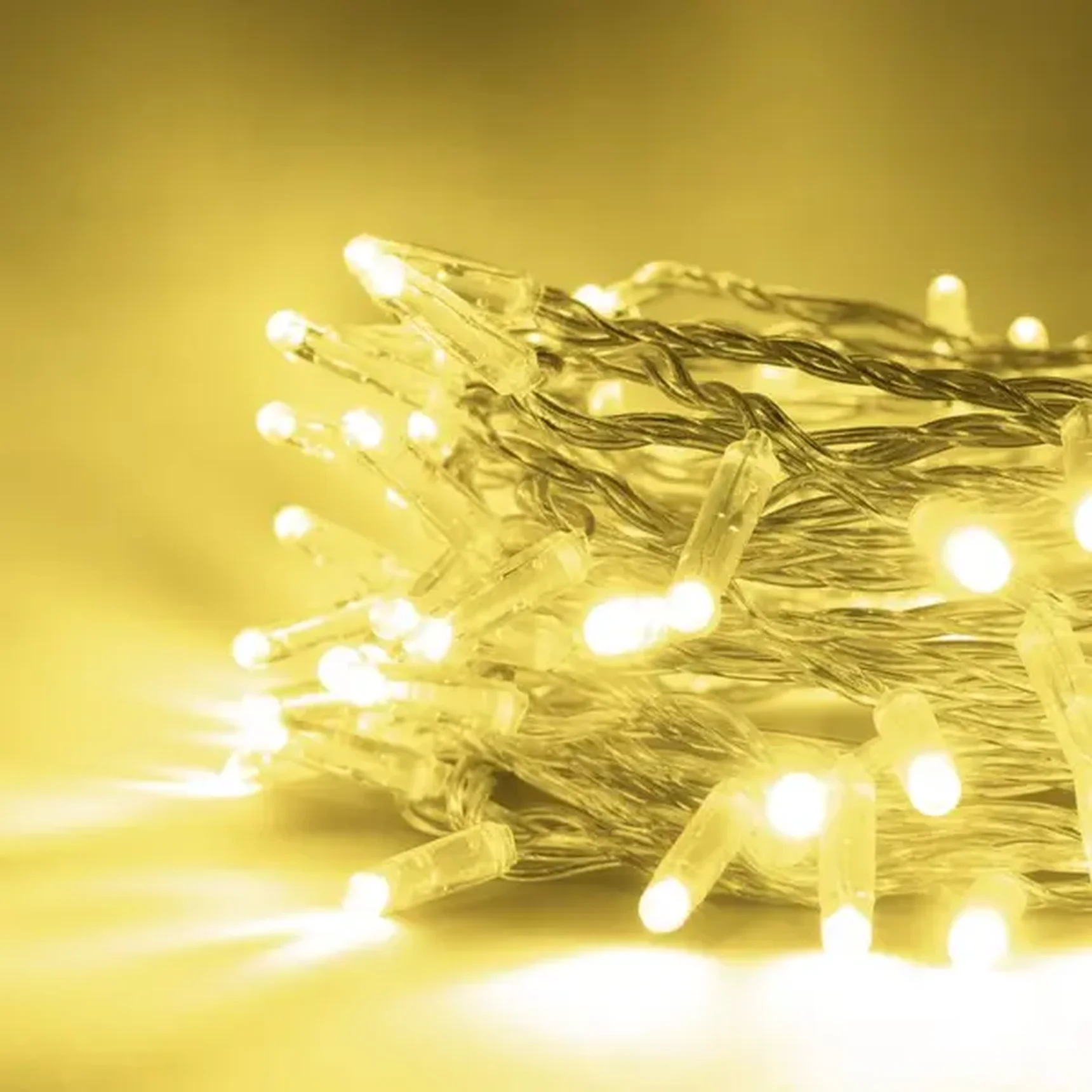 Гирлянда Нить с Колпачком 10м Шампань 220В, 100 LED, Провод Прозрачный ПВХ, IP65