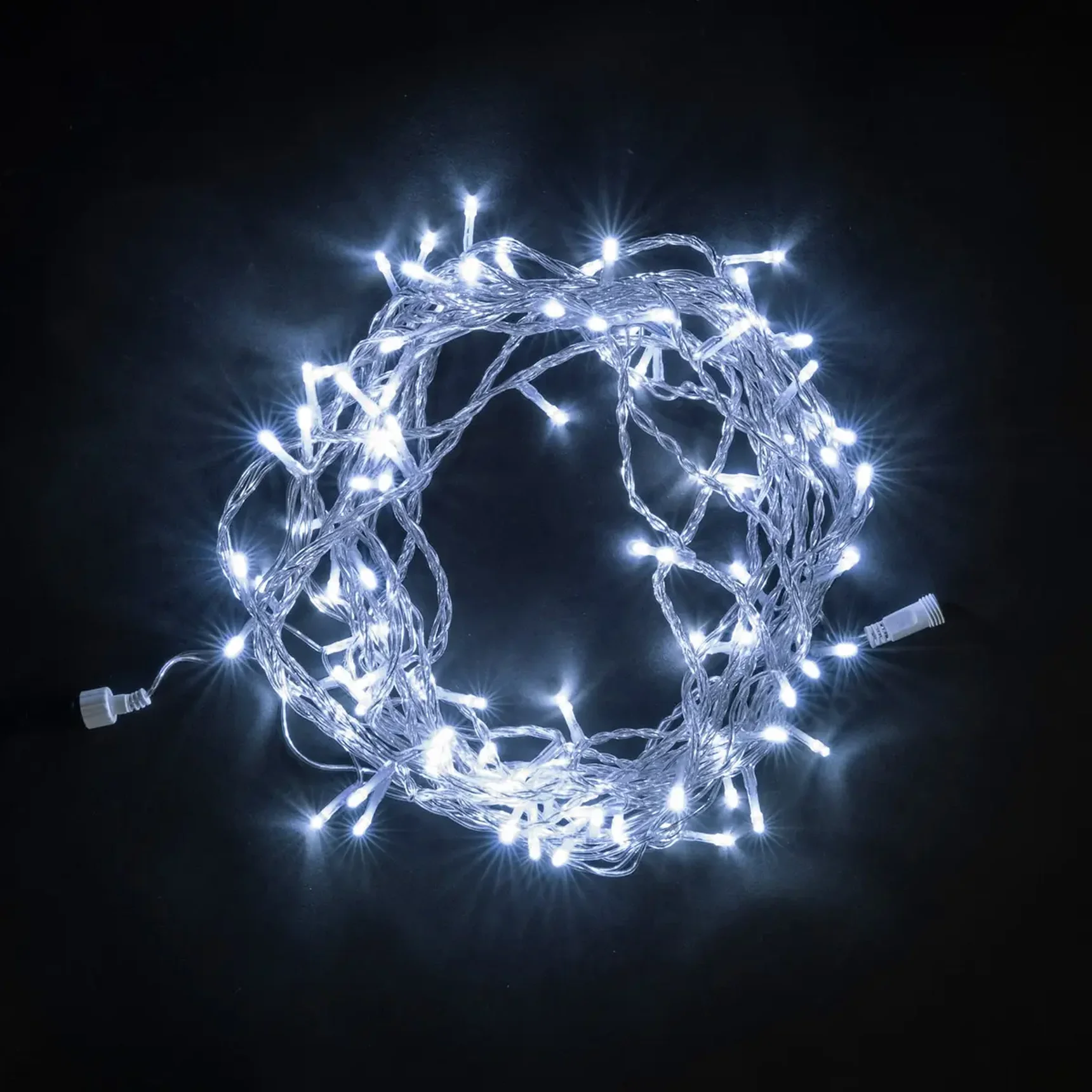 Гирлянда Нить 10м Белая 24В, 100 LED, Провод Прозрачный ПВХ, IP54