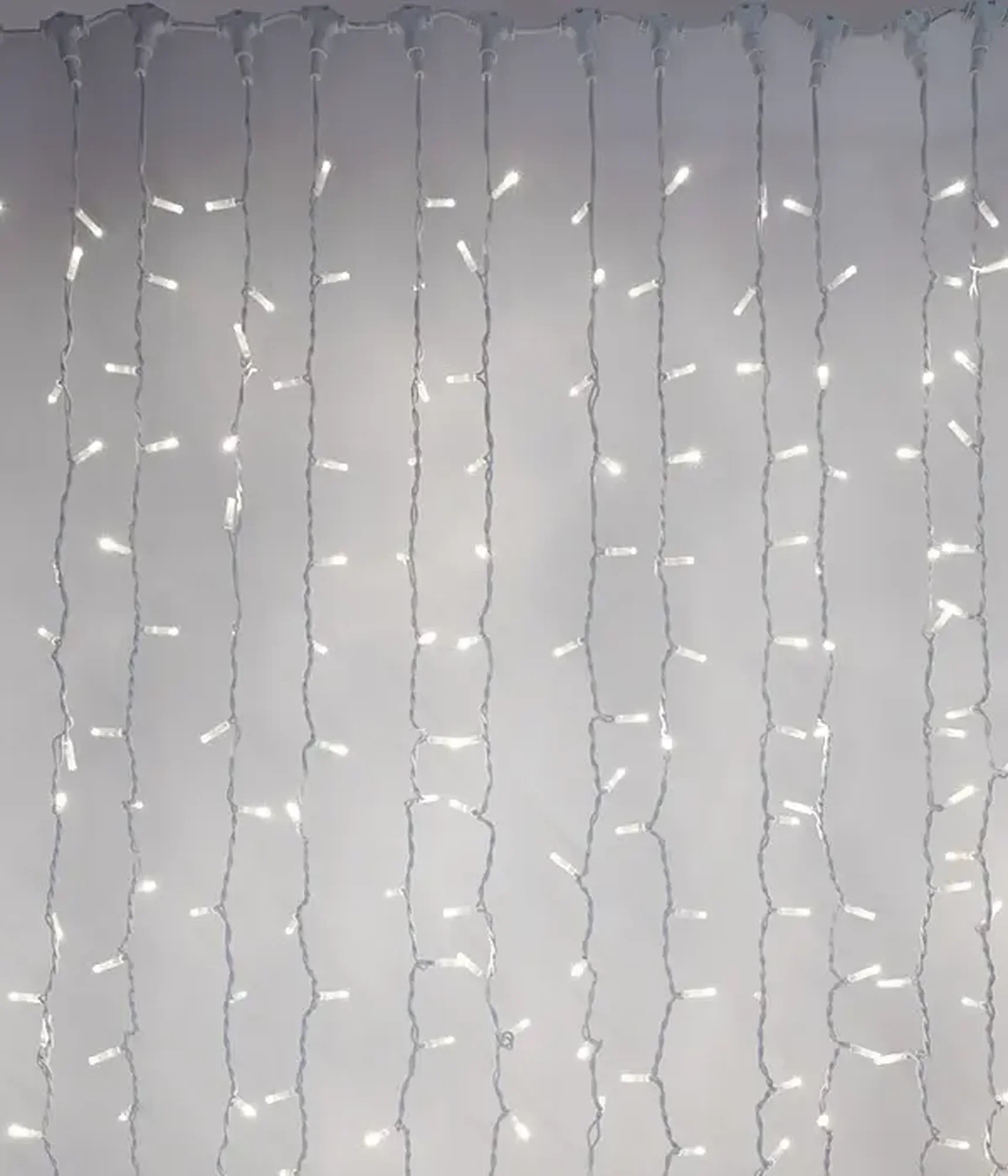Гирлянда Занавес 2 x 3 м Белый 220В, 600 LED, Провод Белый Каучук, IP65